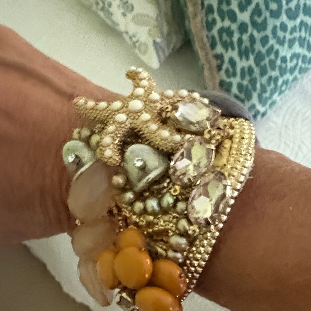 Anthropologie Starfish Embellished Bracelet. Unique piece w/ grey ties